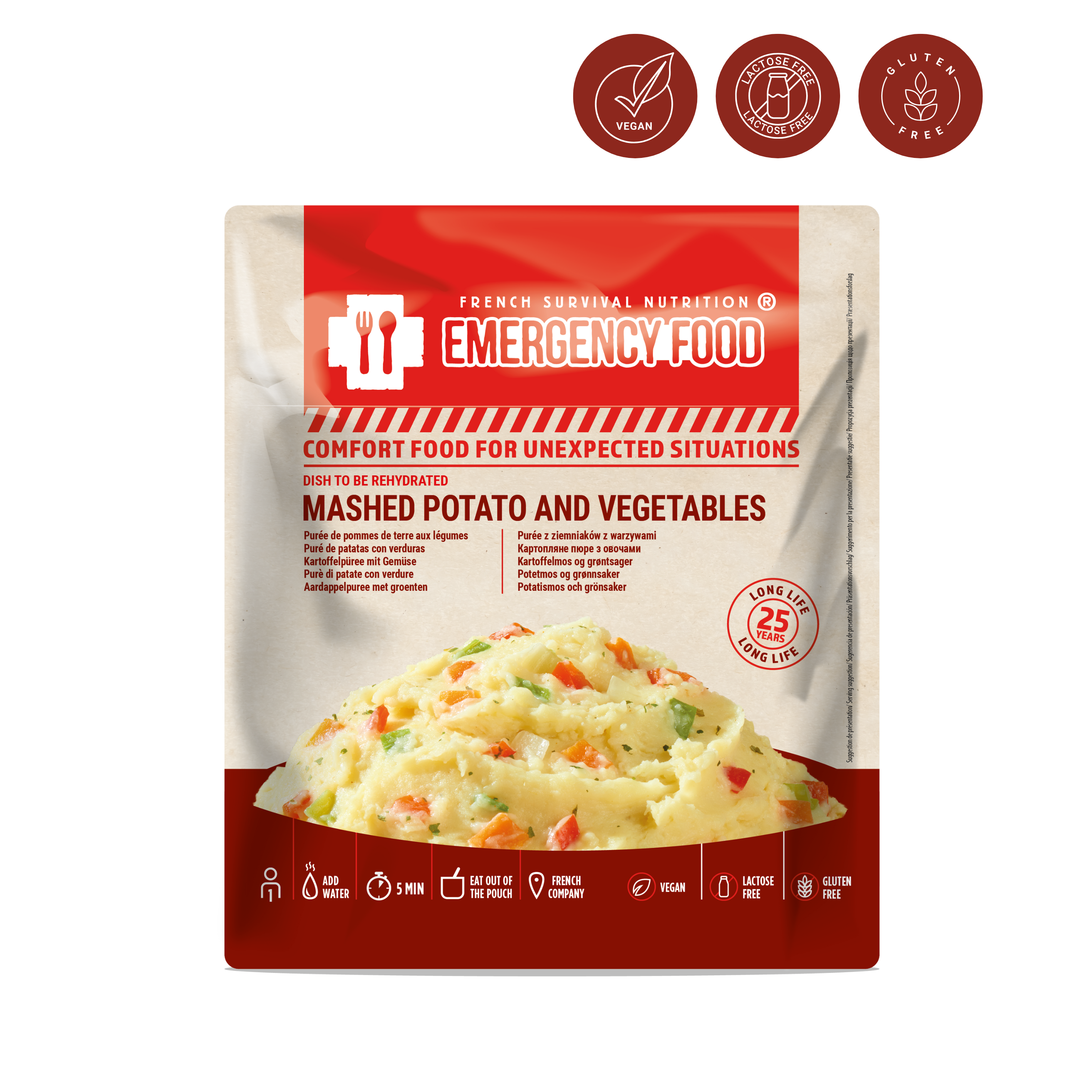 Purée de pomme de terre aux légumes - 150g -  DDM 25 ans